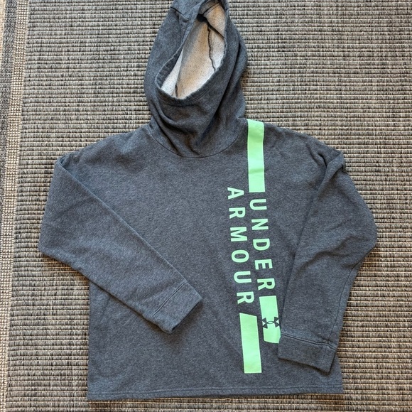 Under Armour Tops - Under Armour Gray and Green Sweatshirt with Neon Stripe